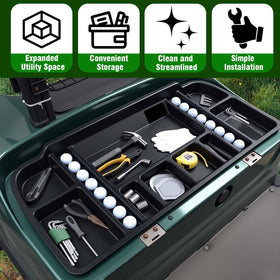 HEOHOU underseat tray installed under Yamaha G29 seat for organized pockets.