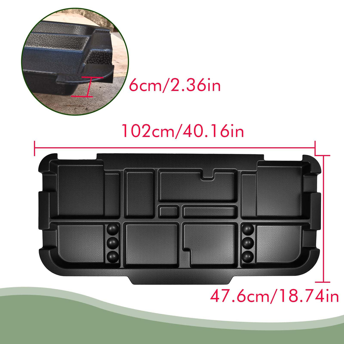 HEOHOU underseat tray features a clean, streamlined look for the cart interior