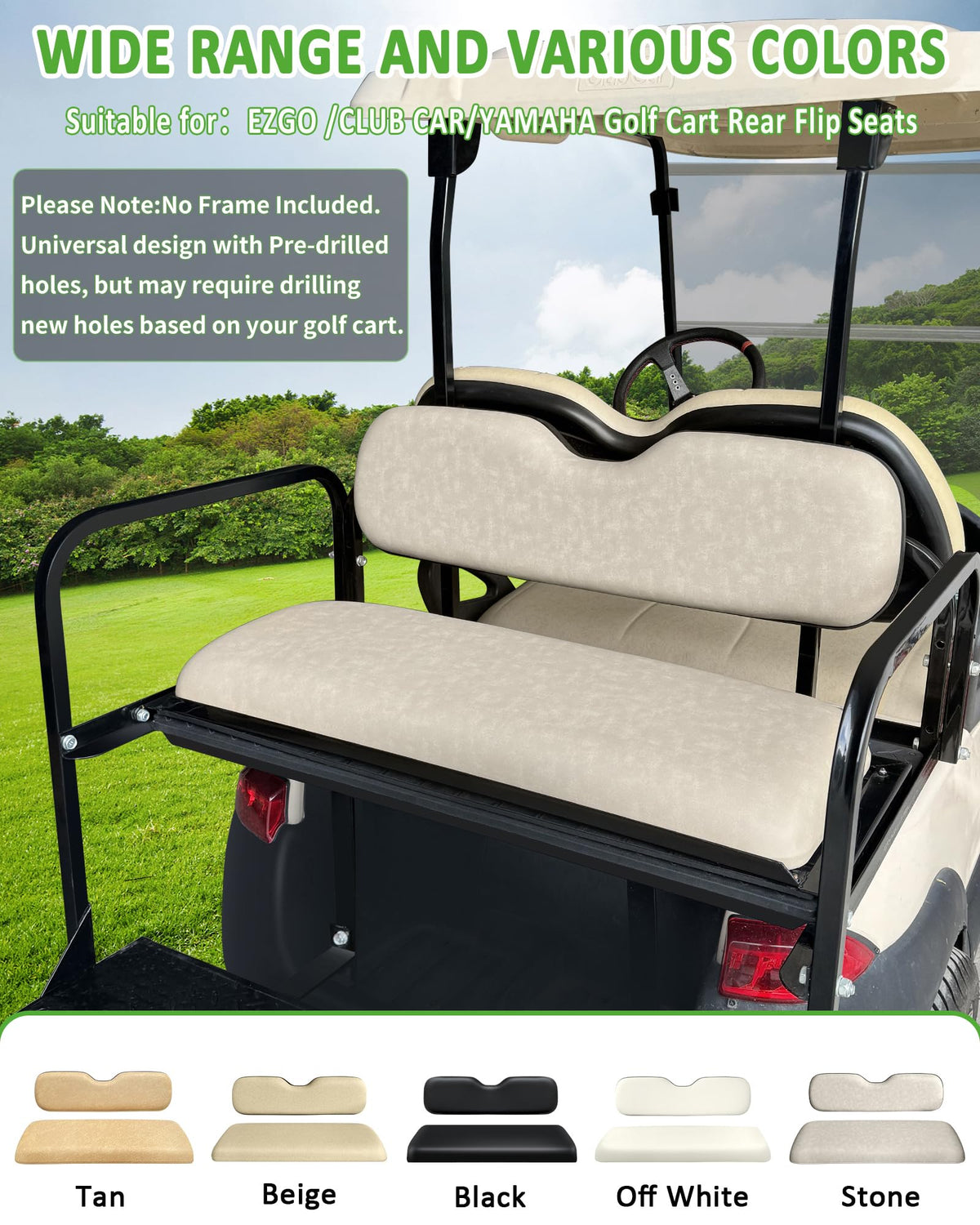 HEOHOU seat bottom cushion for easy replacement on EZGO and Club Car
