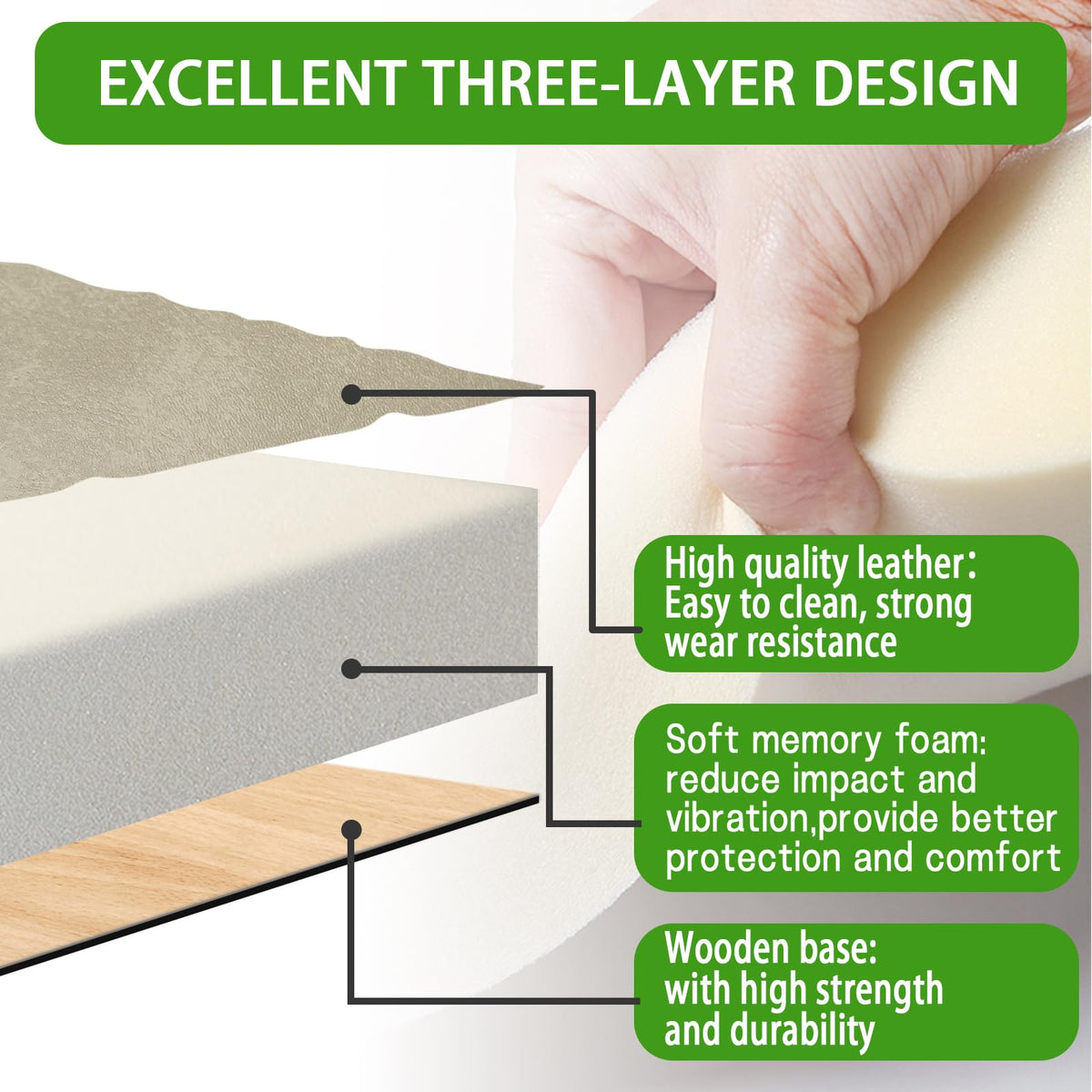 HEOHOU three-layer cushion core reduces vibration during golf cart rides