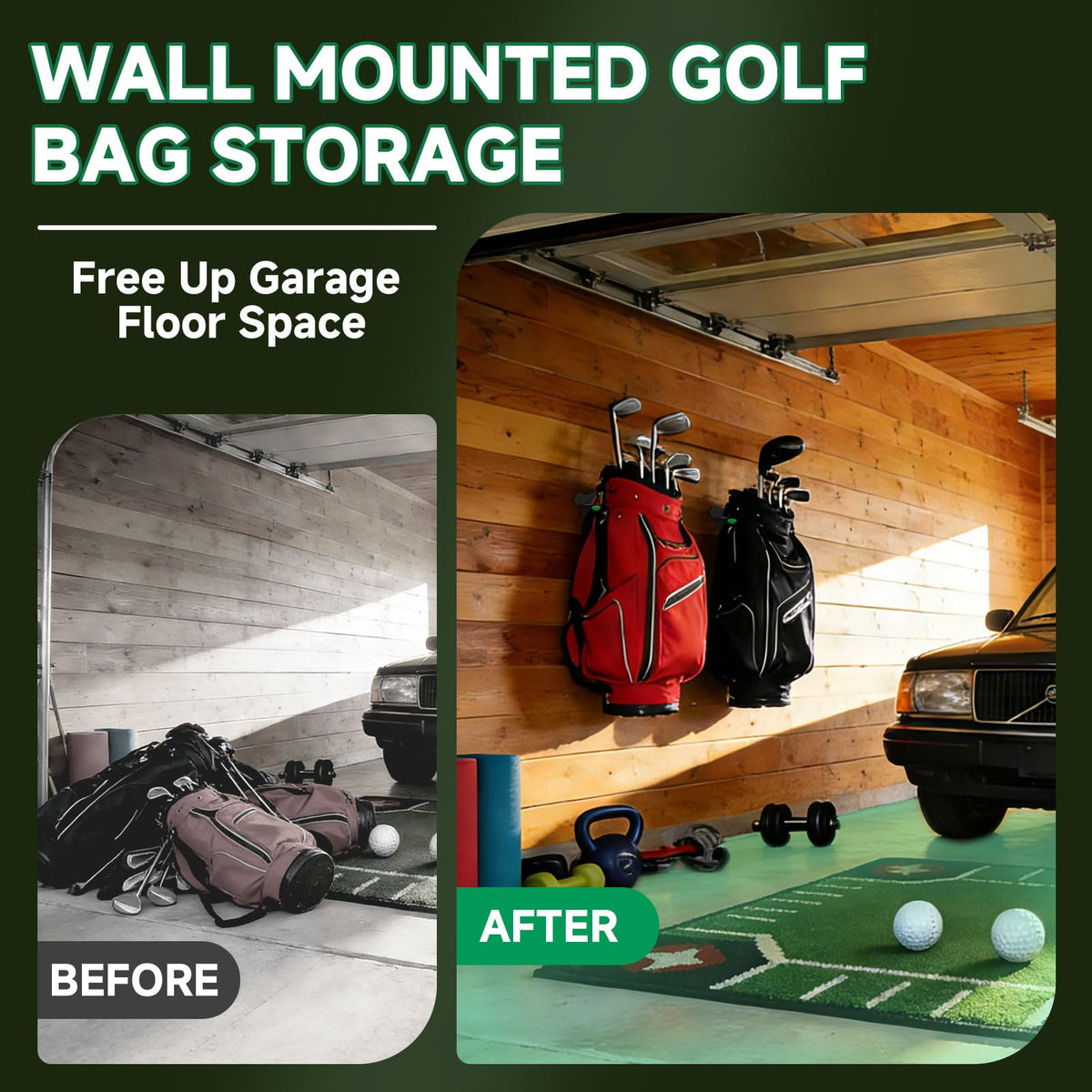 Herbert-fty easy-install golf bag wall rack with included mounting hardware