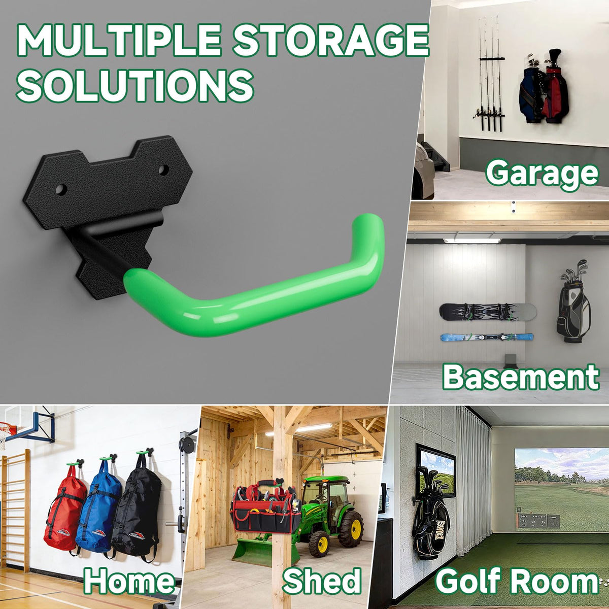 Herbert-fty rubber-coated hooks protect straps while holding bags firmly.