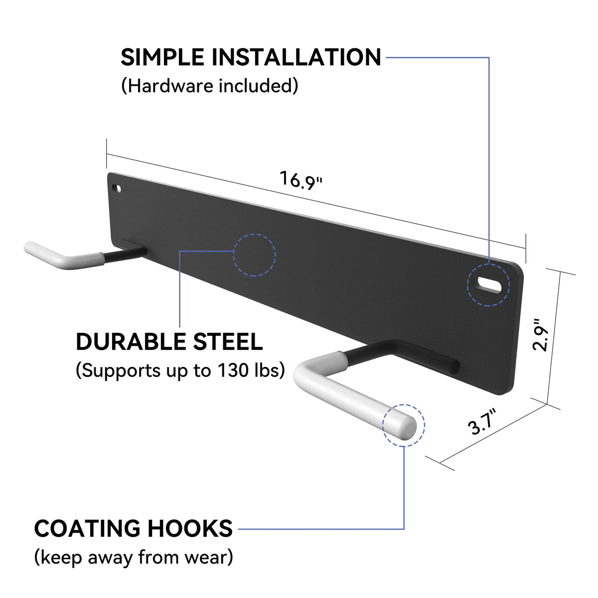 Herbert-fty steel construction supports up to 100 lbs.