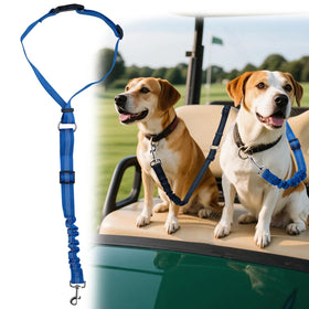 Hezaosth dog seat belt tether on a golf cart keeping your pup secure during rides.