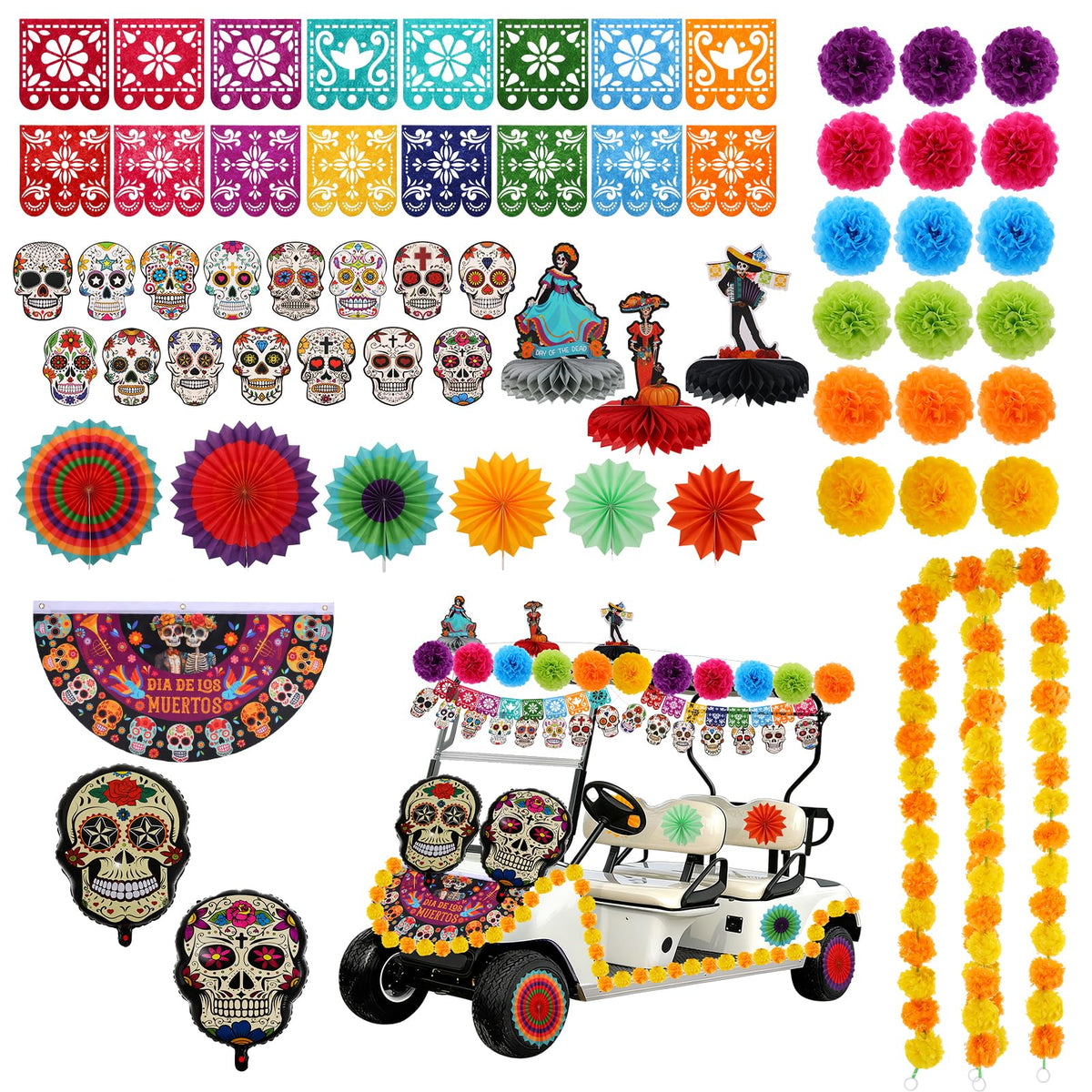 HFYZZ day of the dead marigold garland adds vibrant color for parades and parties