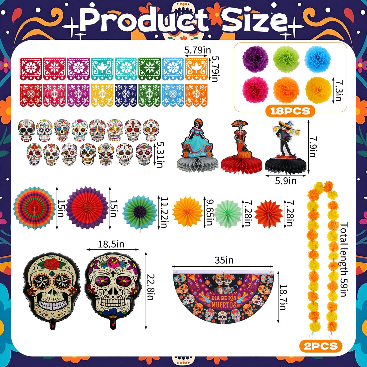 HFYZZ day of the dead Mexican banner enhances festive decor for celebrations