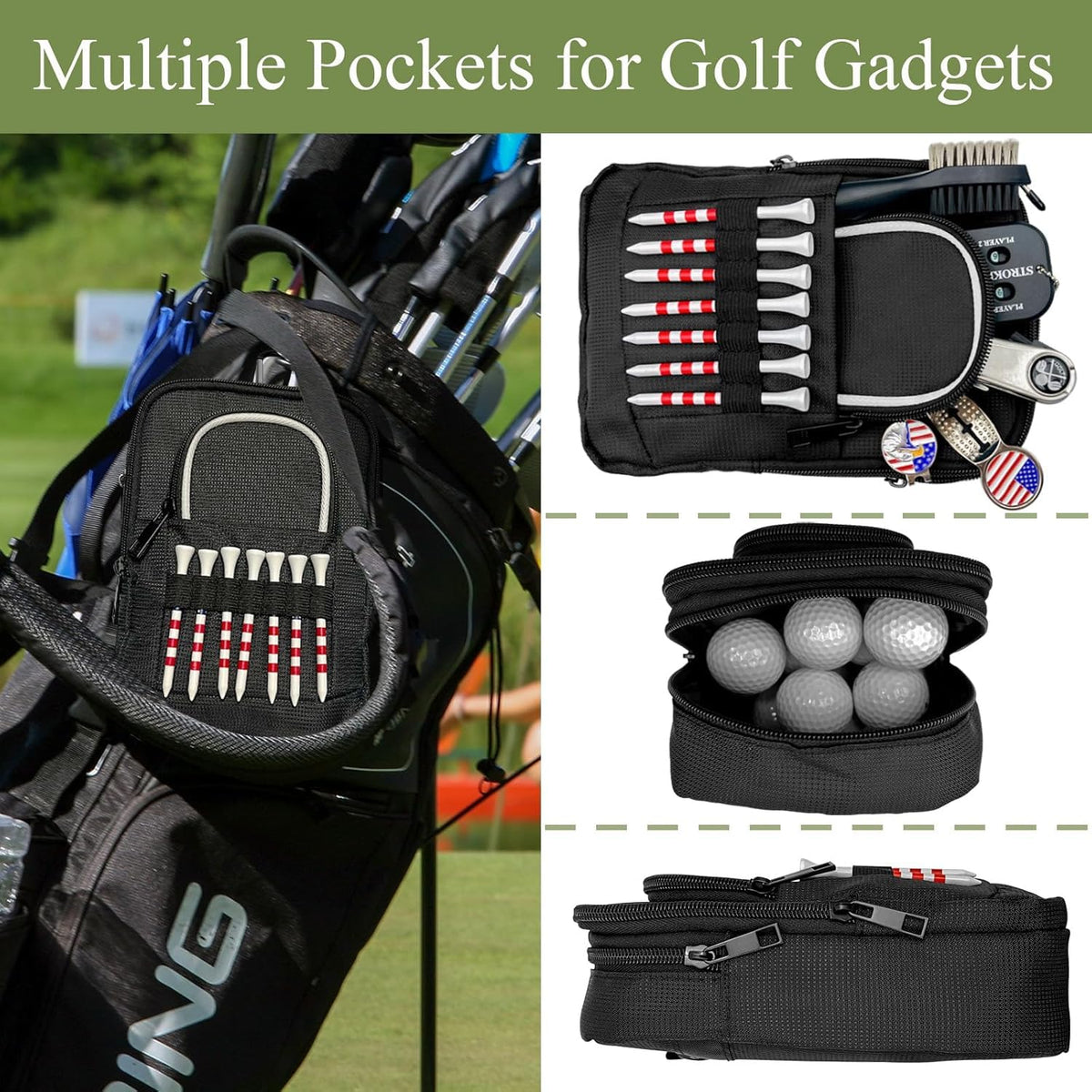 HGNUTAY bag clip carabiner for easy attachment to your golf bag