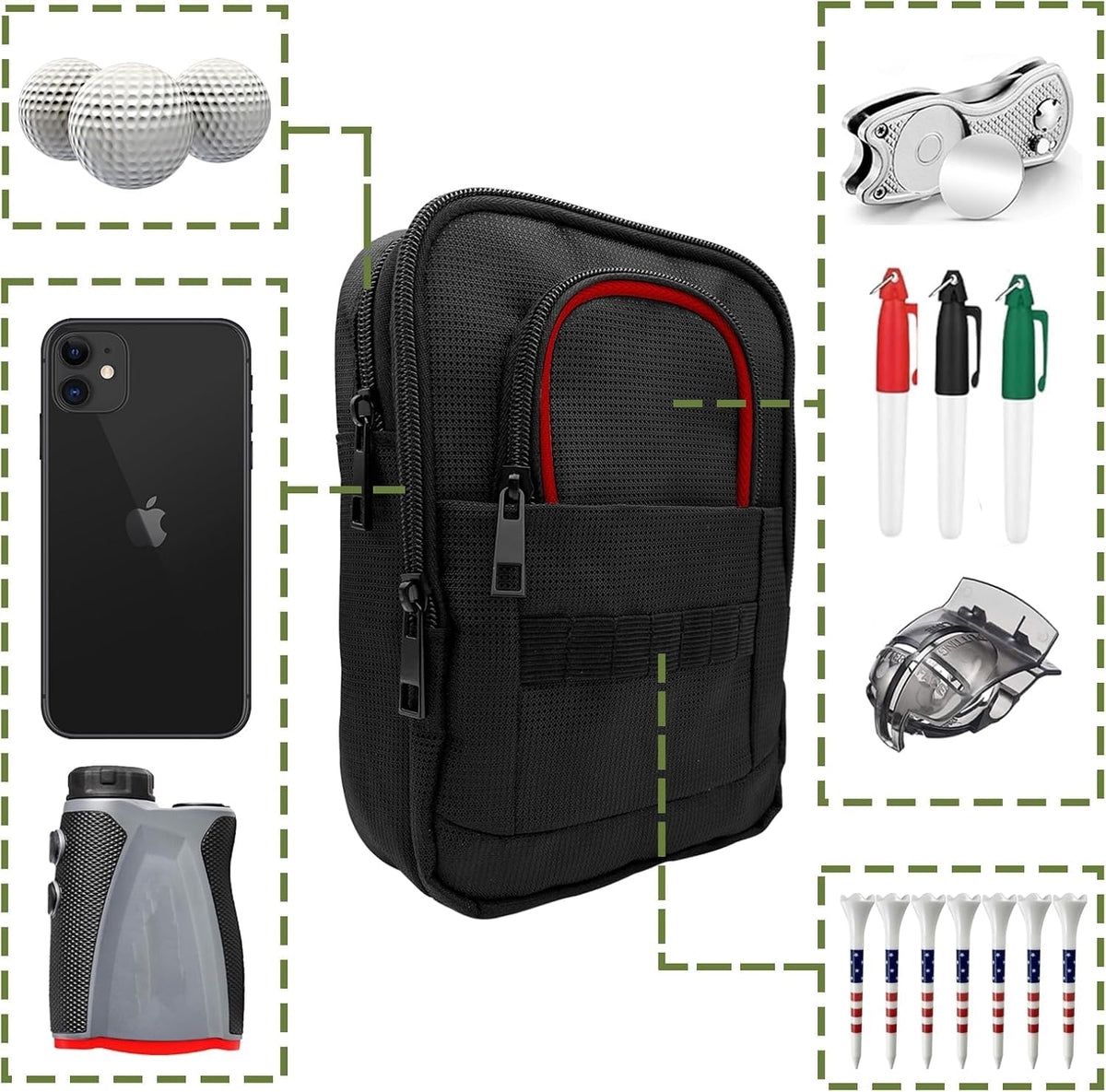 HGNUTAY pouch clip-on carabiner for quick bag attachment.