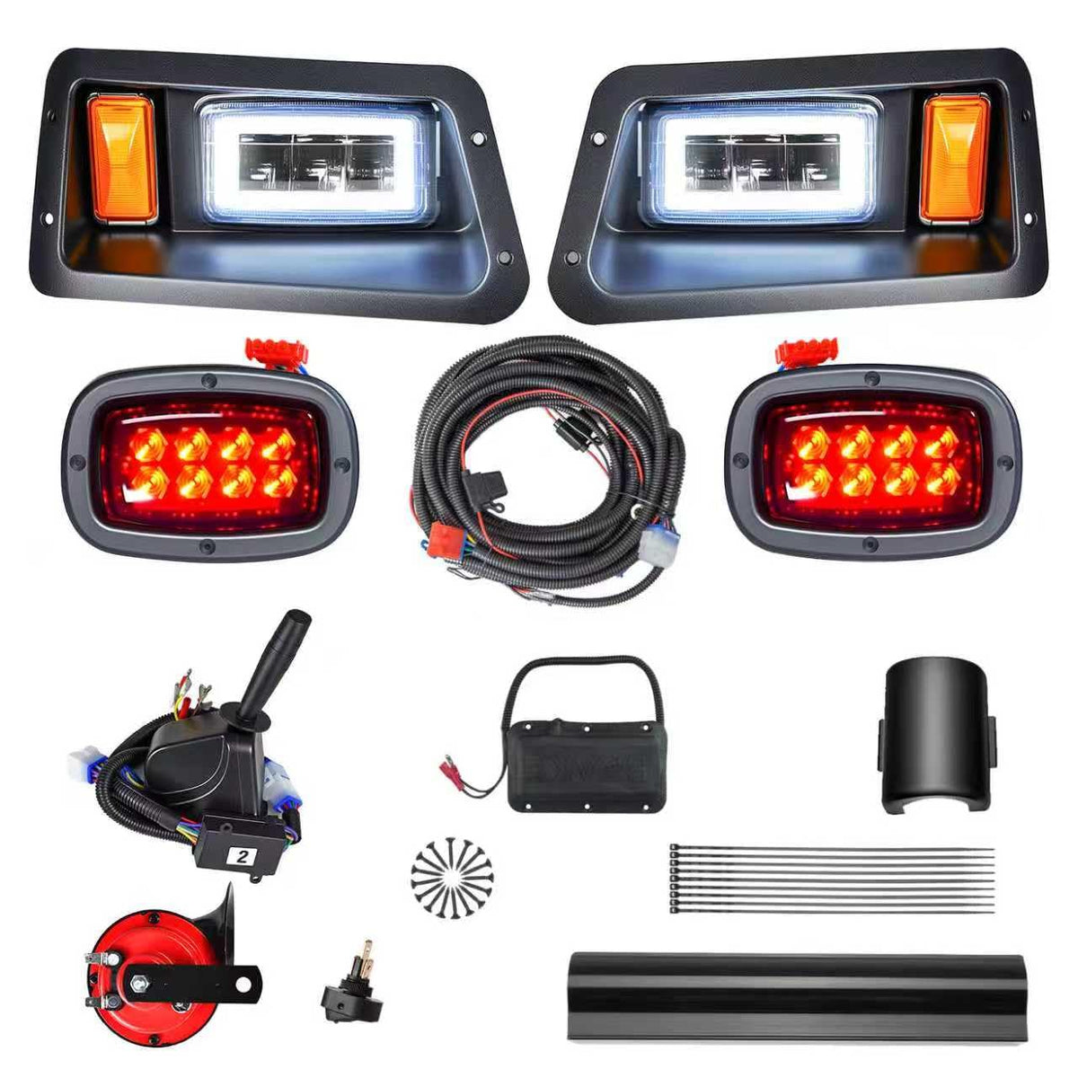 HHLZM LED headlight front view showing bright high beam for night driving