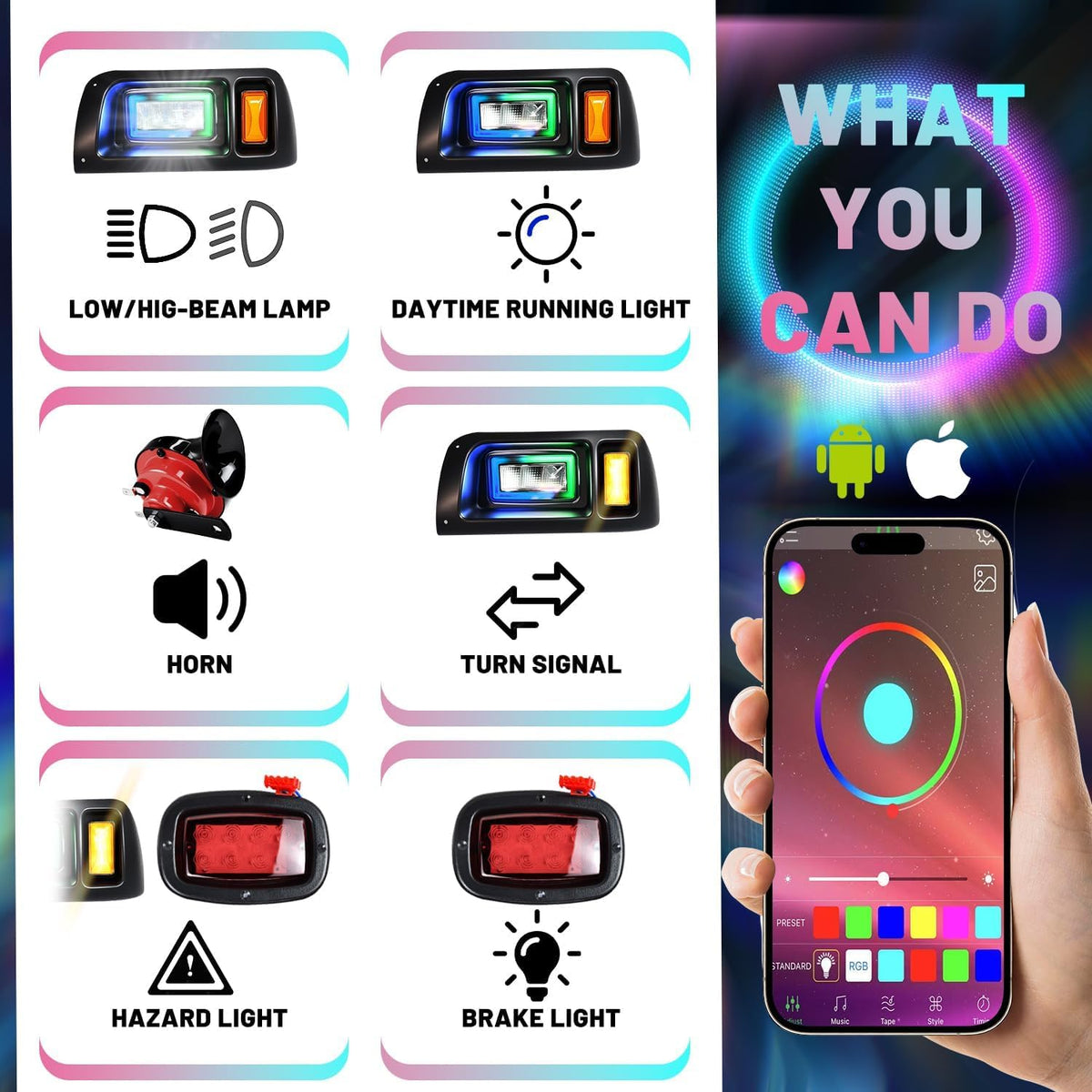 HHLZM music-synced RGB lights for night rides and events