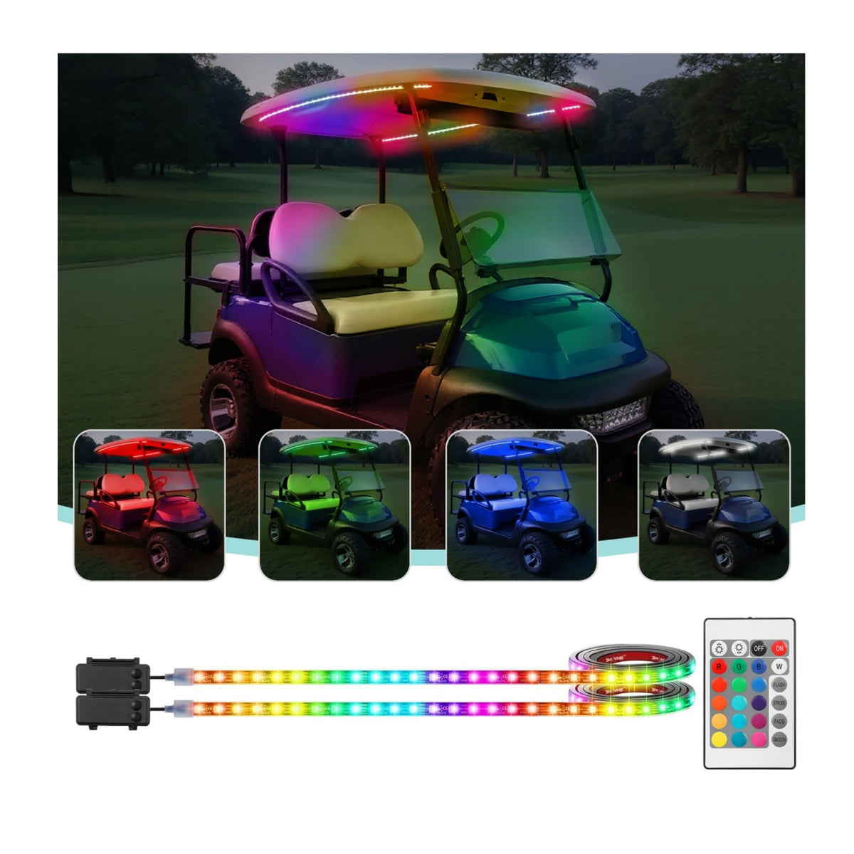 Hhyoisn golf cart canopy light on left side for bright night visibility.