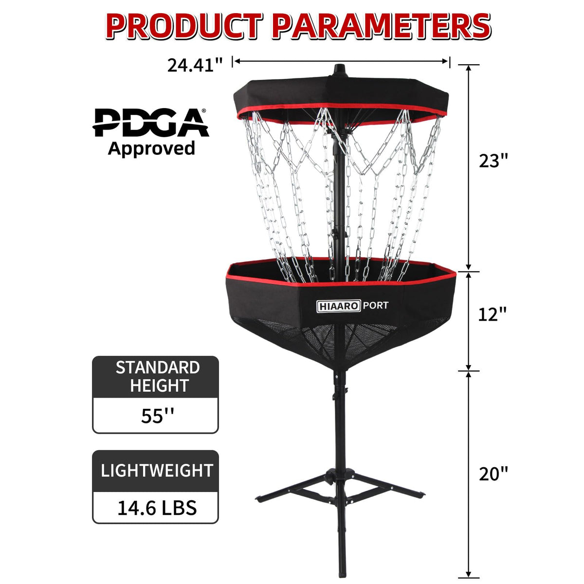 HIAARO basket in umbrella assembly mode for quick setup.