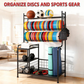 HIAARO Disc Golf Storage Rack, garage-friendly design fits game rooms and storage spaces.