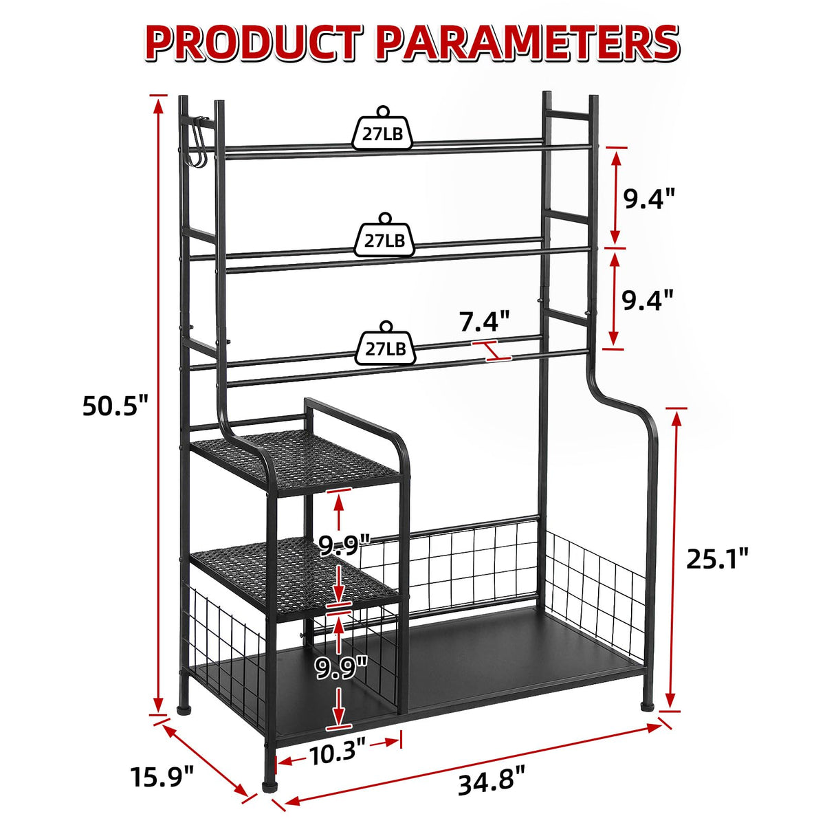 HIAARO Disc Golf Storage Rack, three-tier layout highlighting abundant capacity for disks and gear.