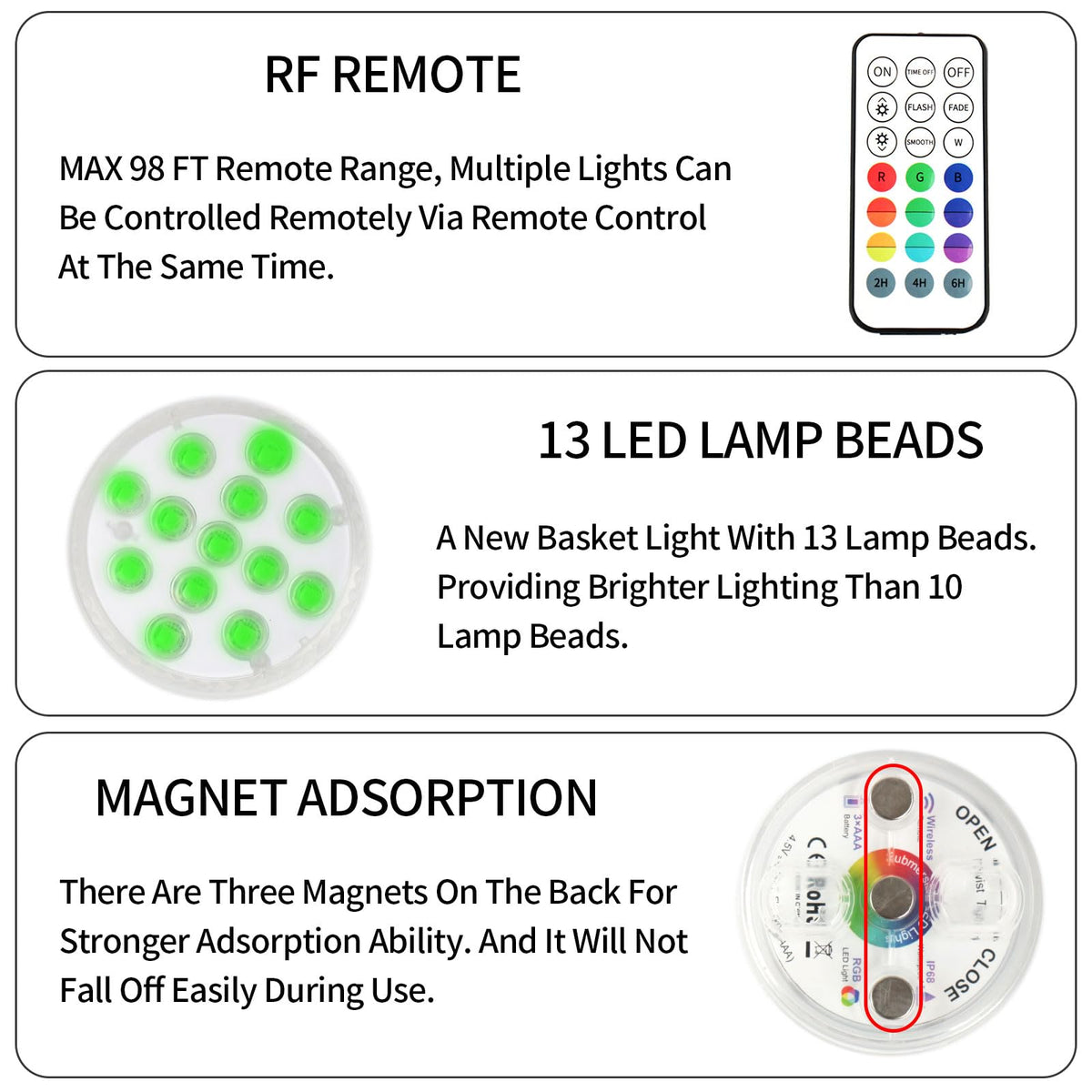 HIAARO LED light with multi-color modes enhances night practice.
