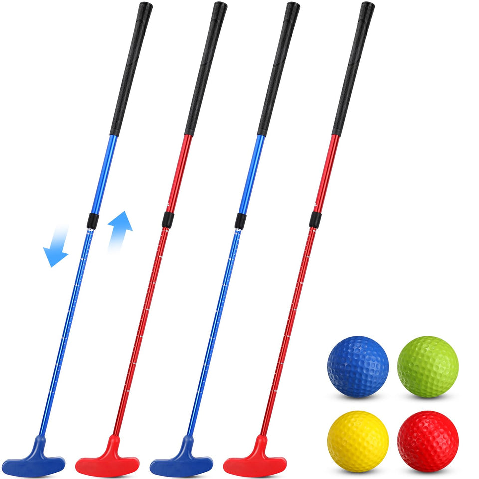Hiboom four-pack golf putters set for convenient home practice.