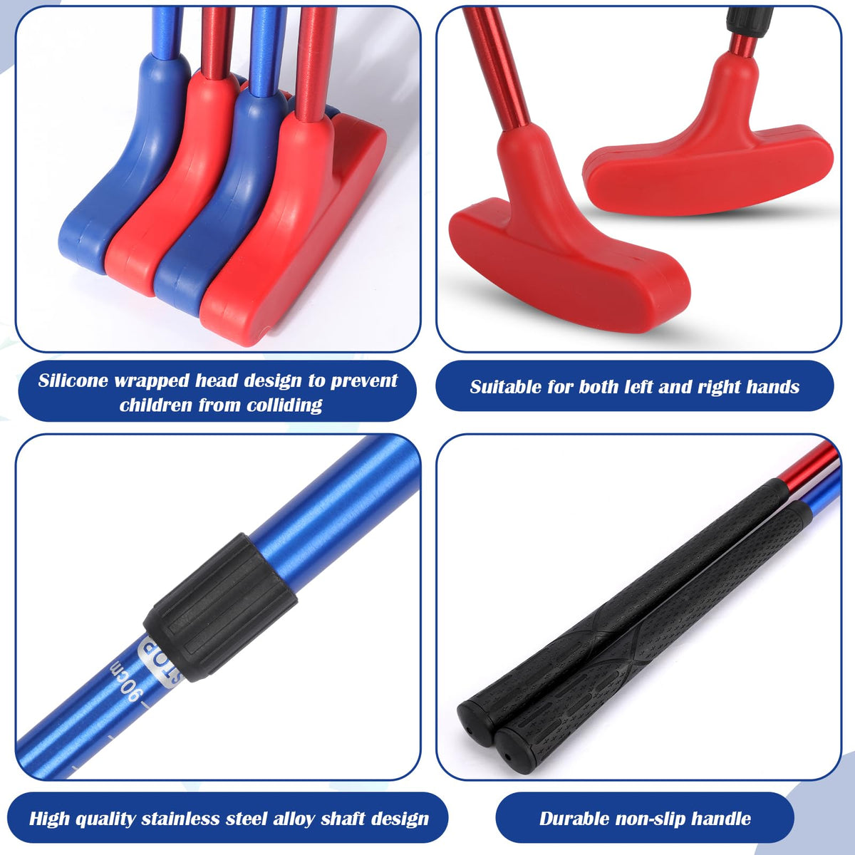 Hiboom colorful putters with balls for family-friendly training sessions.