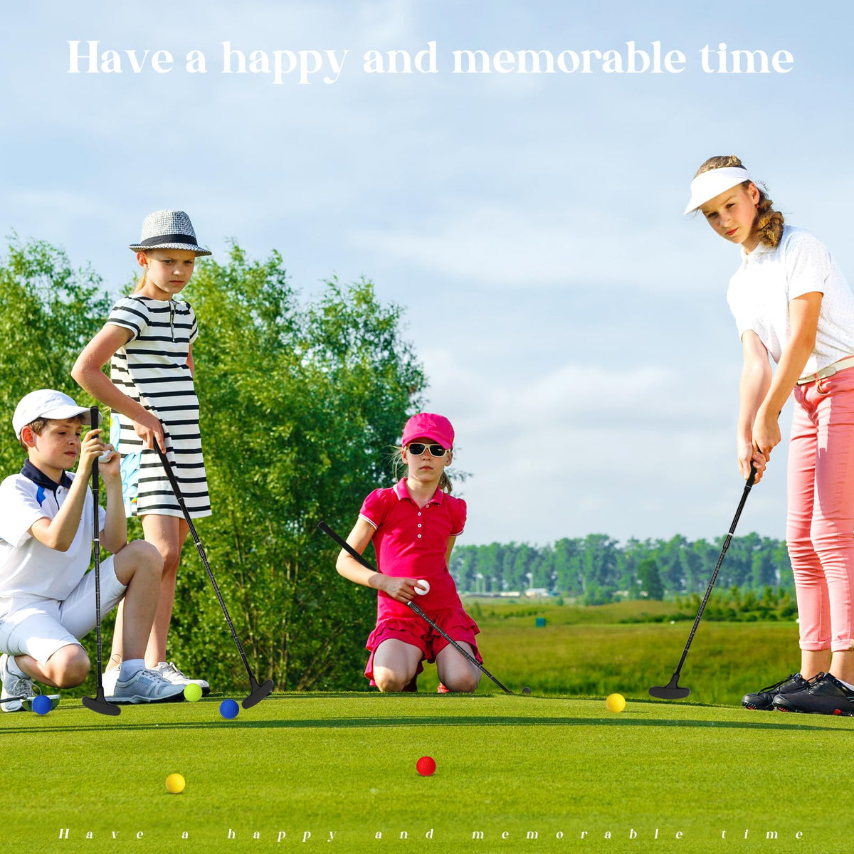 Hiboom four balls included for complete putting practice set.