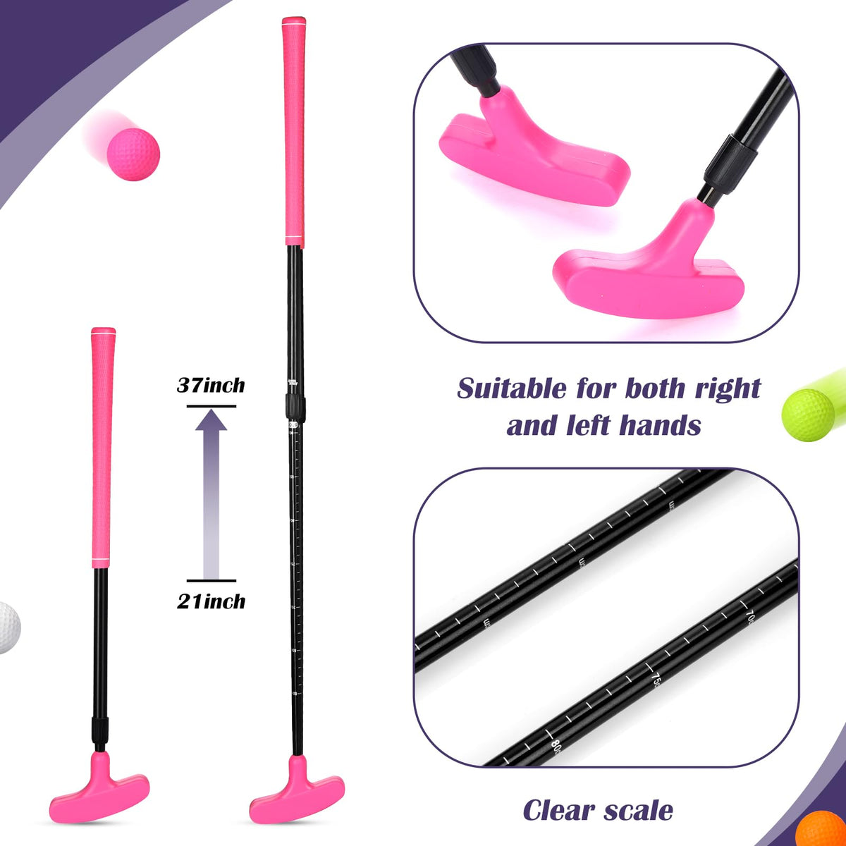 Hiboom four putters and four practice balls for versatile training sessions.