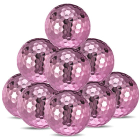 Hiboom One Dozen Pink Metallic Golf Balls for Women with high visibility on greens