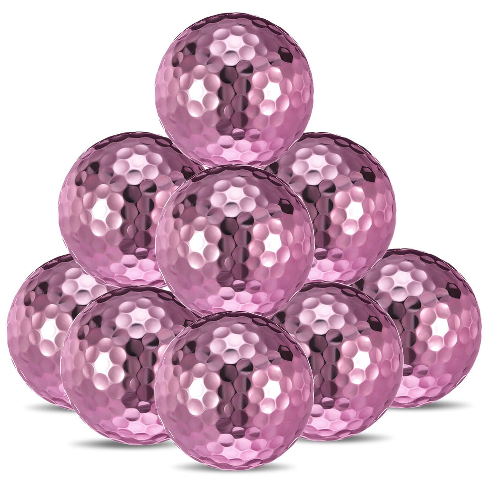 Hiboom One Dozen Pink Metallic Golf Balls for Women with high visibility on greens