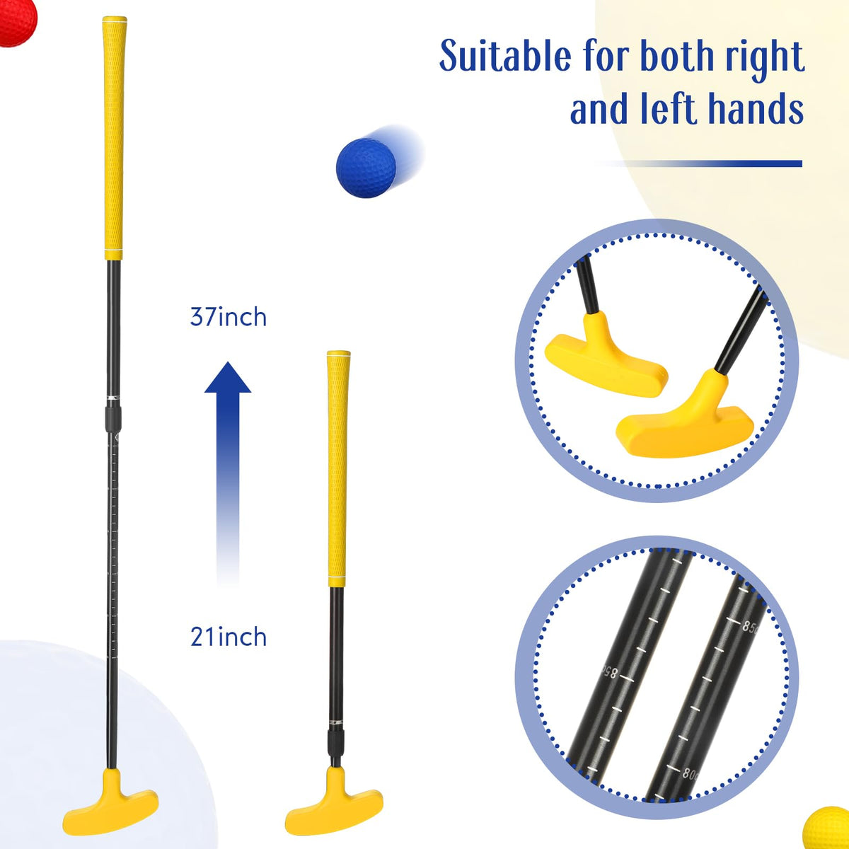 Hiboom aluminum putter with silicone-wrapped head for durability and protection during practice.