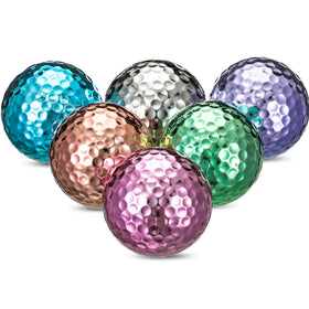 Hiboom women’s golf balls in metallic colors for easy visibility on the course.