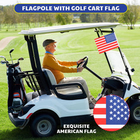 Hicarer 11-inch retractable flagpoles enable quick setup on carts.
