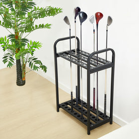 Hicarer 27-club storage rack keeps golf gear organized at home or in the garage.