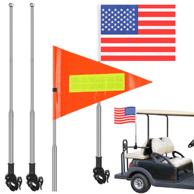 Hicarer golf cart flag pole kit with orange reflective flag for high visibility.