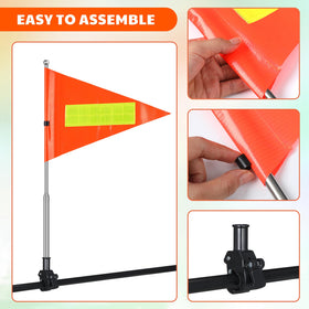 Hicarer orange flag with reflective strips enhances safety on the move
