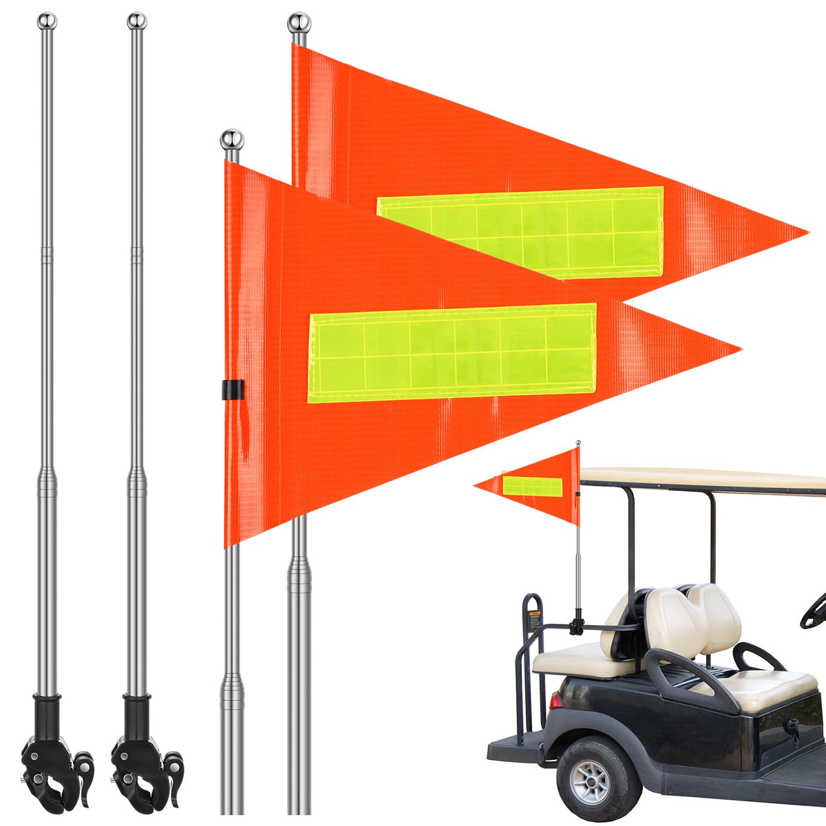 Hicarer reflective orange flag on a 30x22 cm flag for high visibility