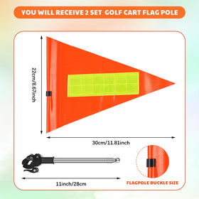 Hicarer retractable 11-inch flagpole attached to golf cart