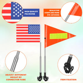 Hicarer retractable flagpole 11 inch extends to fit different golf cart sizes.