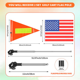 Hicarer two-set orange safety flags ready for quick installation on multiple vehicles.