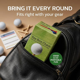 Hickoryville Tee Box Chaos waterproof pack—durable cards survive spills and rain.