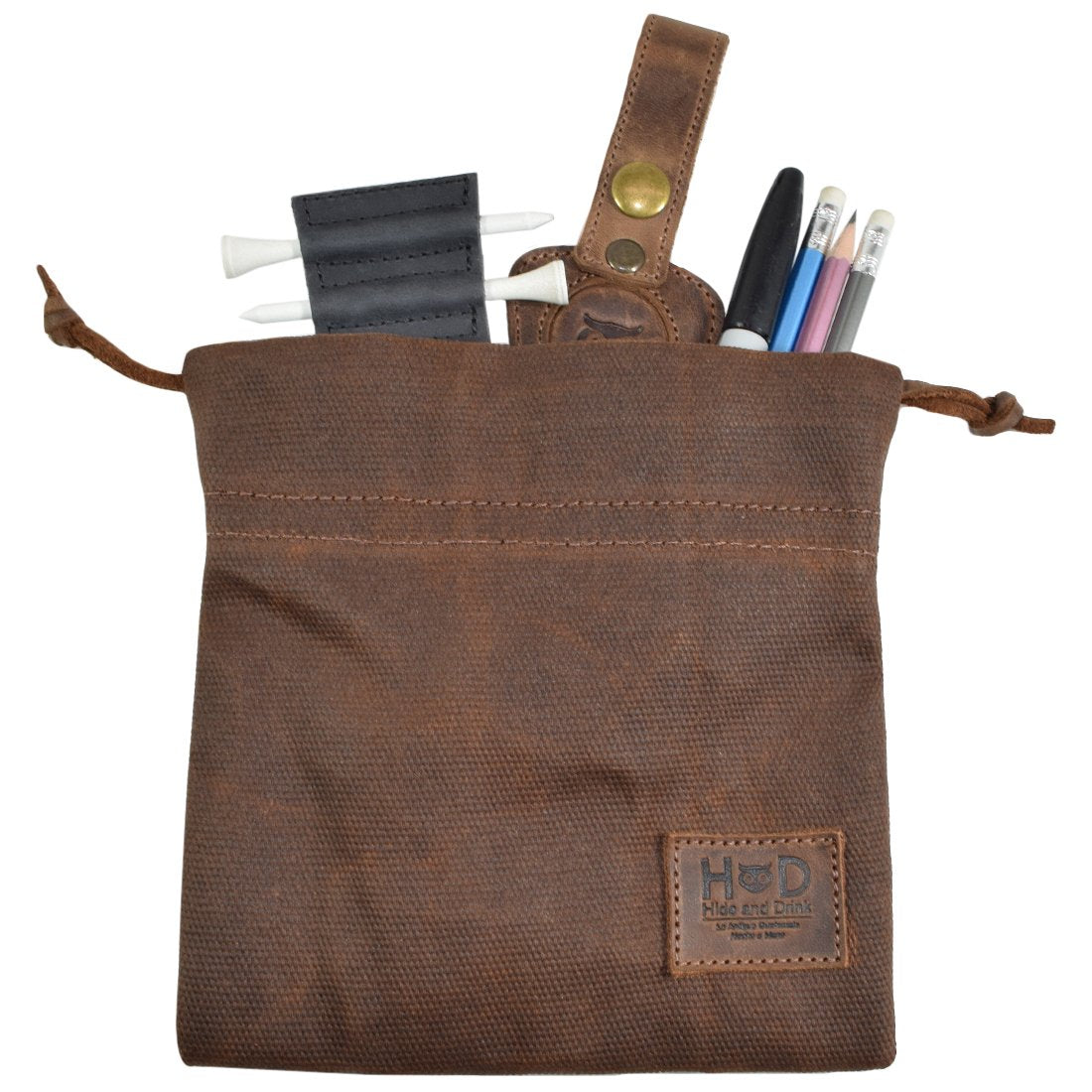 Hide & Drink golf field pouch front view for on-course storage