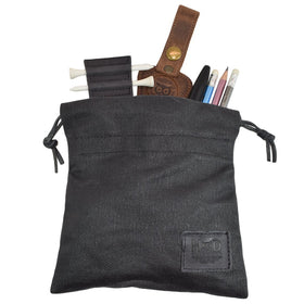 Hide & Drink Golf Valuables Field Pouch front view showcases weatherproof waxed canvas.