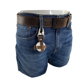 Hide & Drink bourbon brown leather stitch detail highlights craftsmanship and rugged appeal.