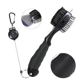 Hiker dual-sided golf club brush overview with oversized head for thorough cleaning.