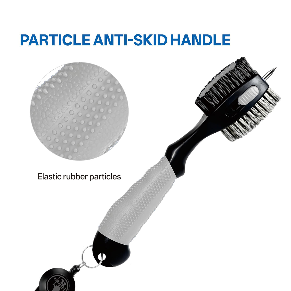 Hiker nylon bristle head removes dust and grass from irons.
