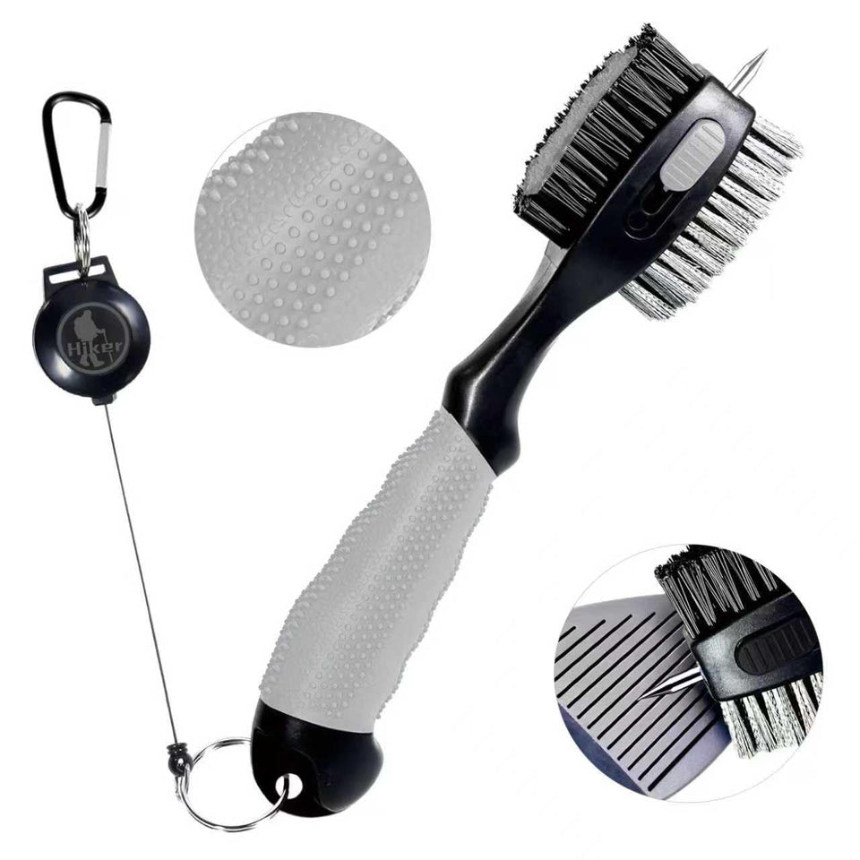 Hiker golf club cleaning brush with oversized head for rapid cleaning.