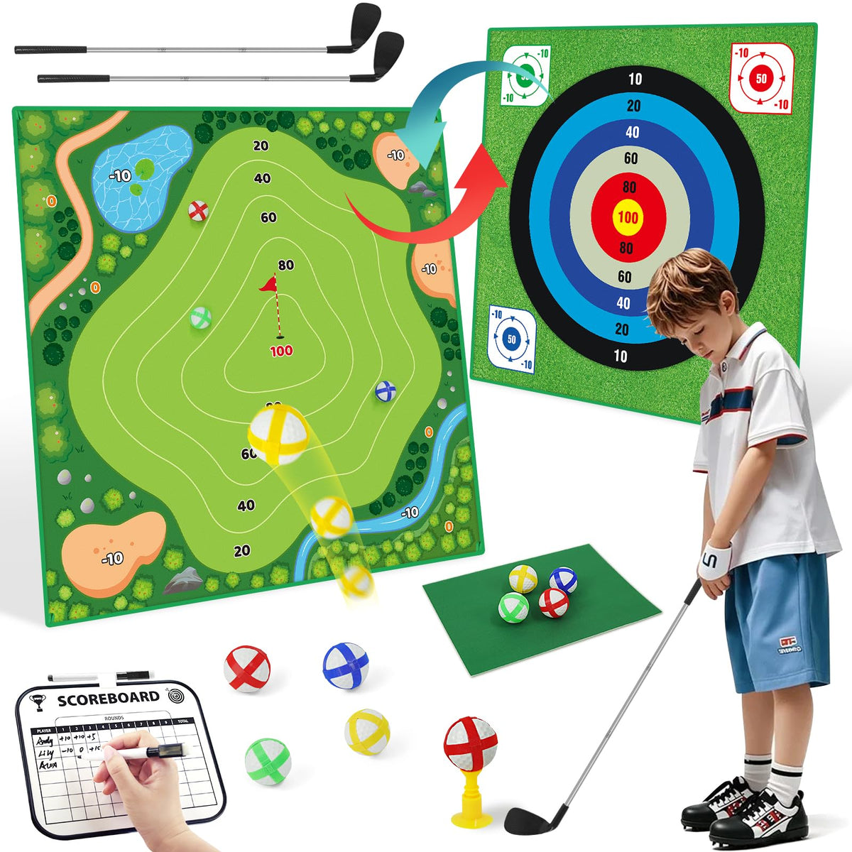 Hikerbro Battle Golf chipping set assembly for quick indoor or outdoor setup.