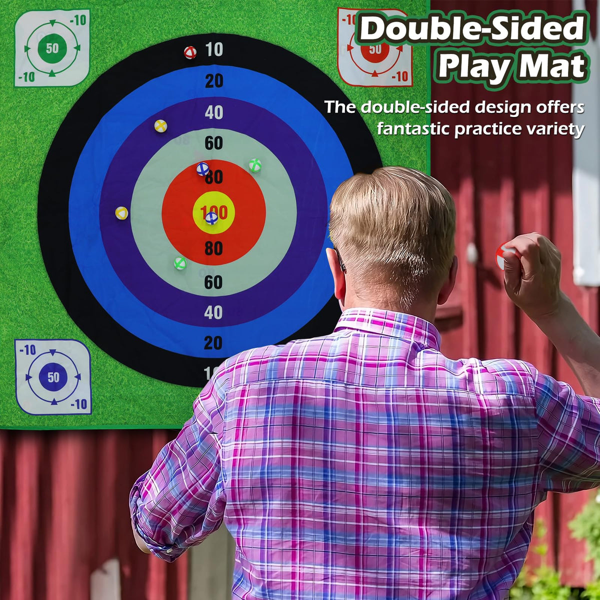 Hikerbro Battle Golf ground stakes and wall hooks enable flexible outdoor setups.