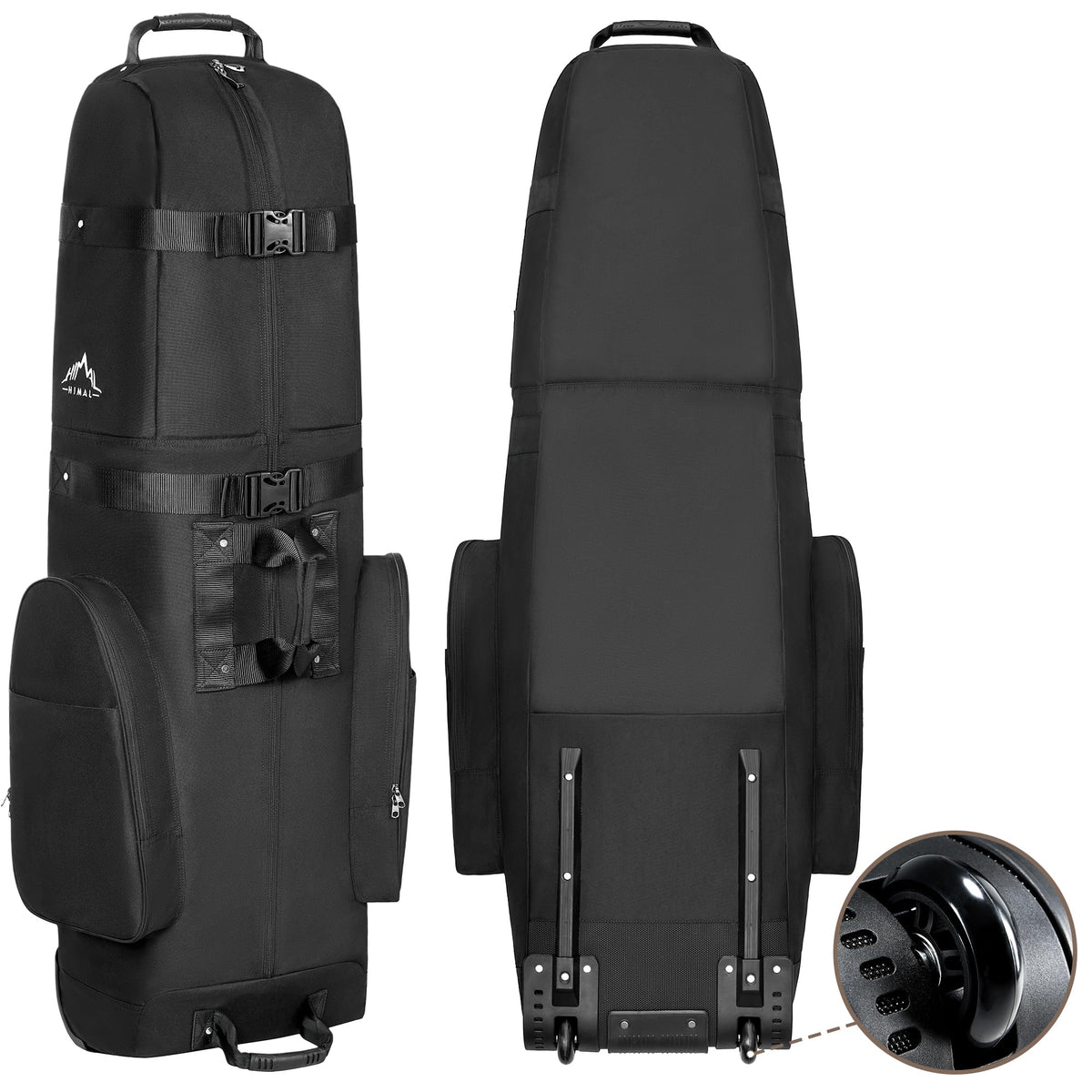 Himal Outdoors golf travel bag close-up zipper for secure gear on trips.