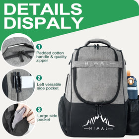 Himal Outdoors Disc Golf Bag upper compartment stores clothing or extra discs for flexibility