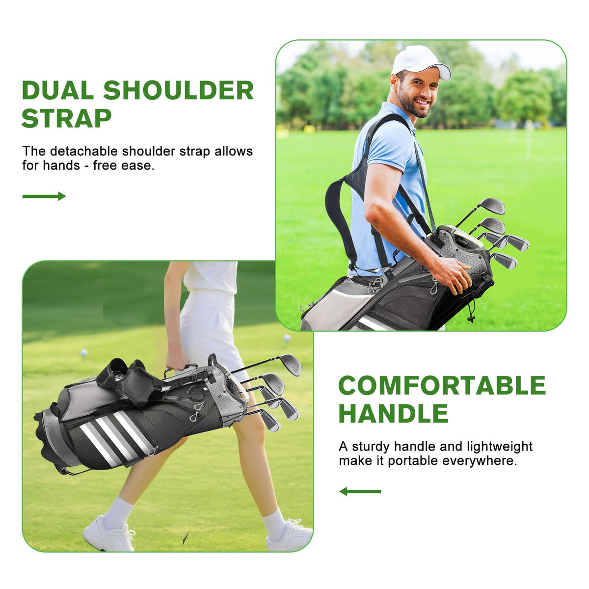 Himaly golf stand bag anti-slip stand feet stabilize on terrain