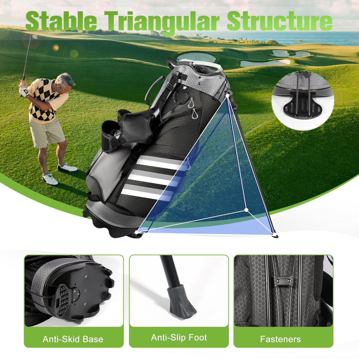 Himaly golf stand bag insulated cooler pocket for on-course drinks