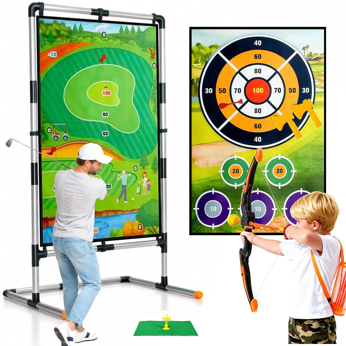 Hiregolish golf chipping mat on a lawn for precise practice.