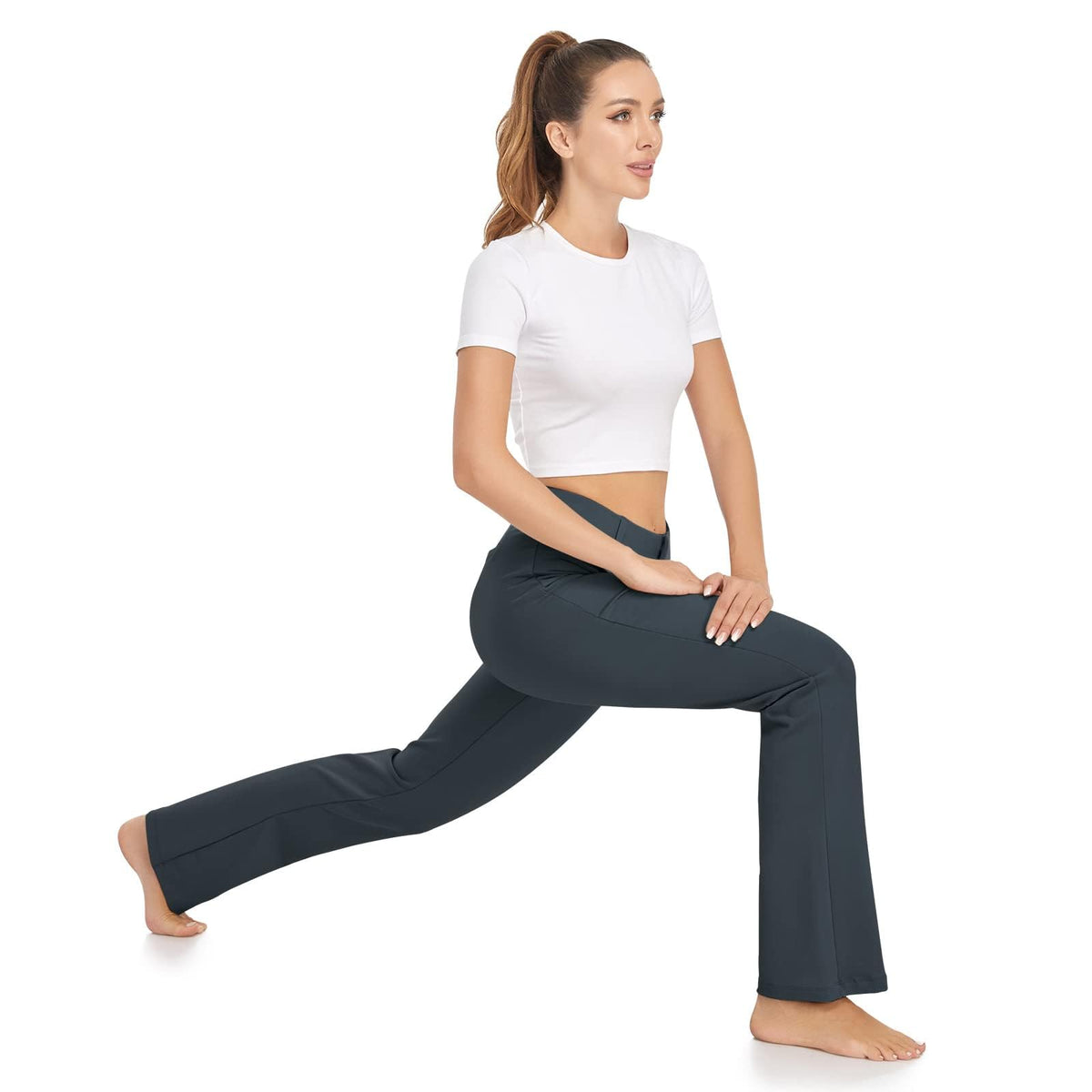 HISKYWIN dress pants with zipper fly and belt loops.